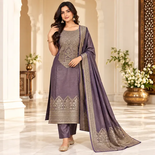 Traditional_Long_Suit_3_Piece_Banarsi_Silk_With_Zari_Work