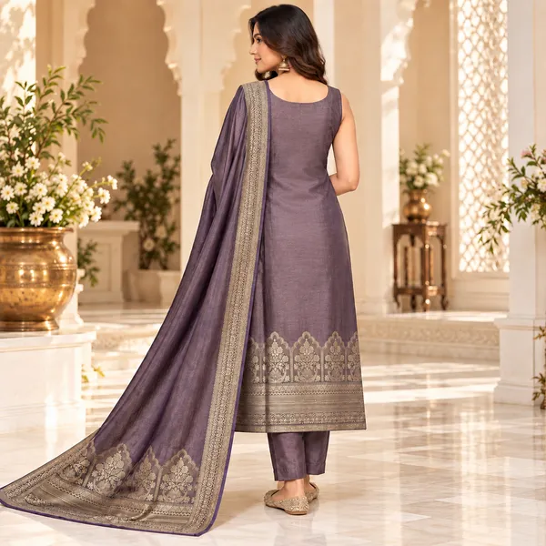 Traditional_Long_Suit_3_Piece_Banarsi_Silk_With_Zari_Work