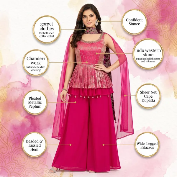 Indo_Dress_3_Piece_Georgette_With_Stone_Chanderi_Work