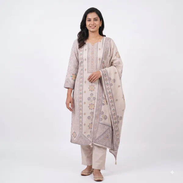 Casual_Suit_3_Piece_South_Cotton_With_Printed_Work