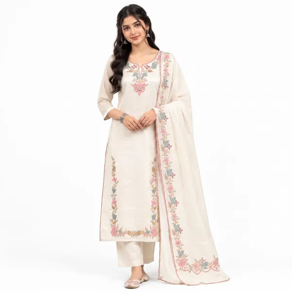 Casual_Suit_3_Piece_Viscose_Silk_With_Thread_Work