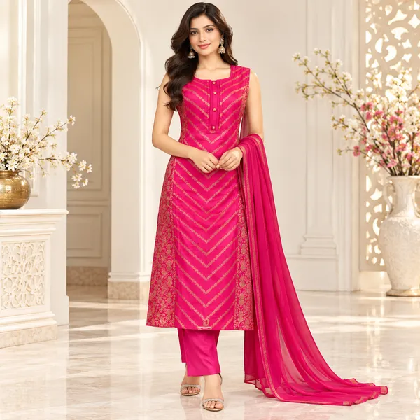 Traditional_Long_Suit_3_Piece_Banarsi_Silk_With_Zari_Work