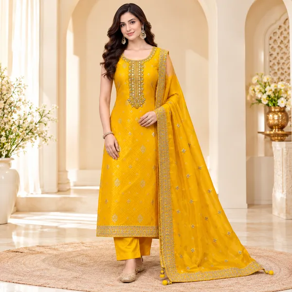 Traditional_Long_Suit_3_Piece_Banarsi_Silk_With_Zari_Work
