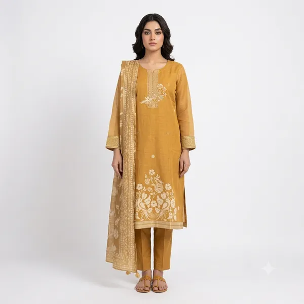 Casual_Suit_3_Piece_Khadi_Cotton_With_Zari_Work