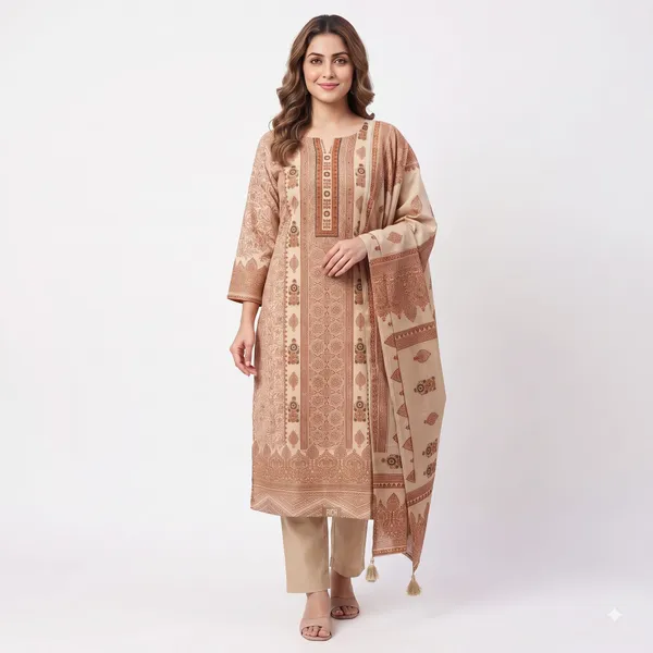 Casual_Suit_3_Piece_Organza_Cotton_With_Kalamkari_Print