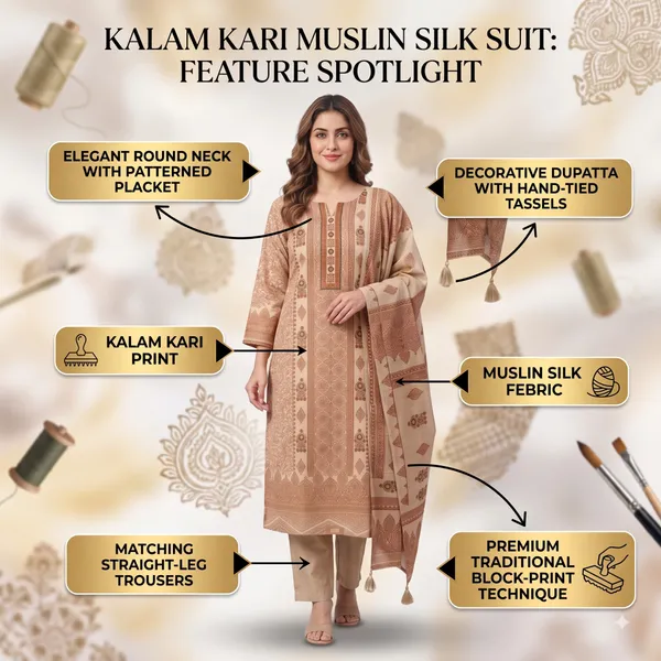 Casual_Suit_3_Piece_Organza_Cotton_With_Kalamkari_Print