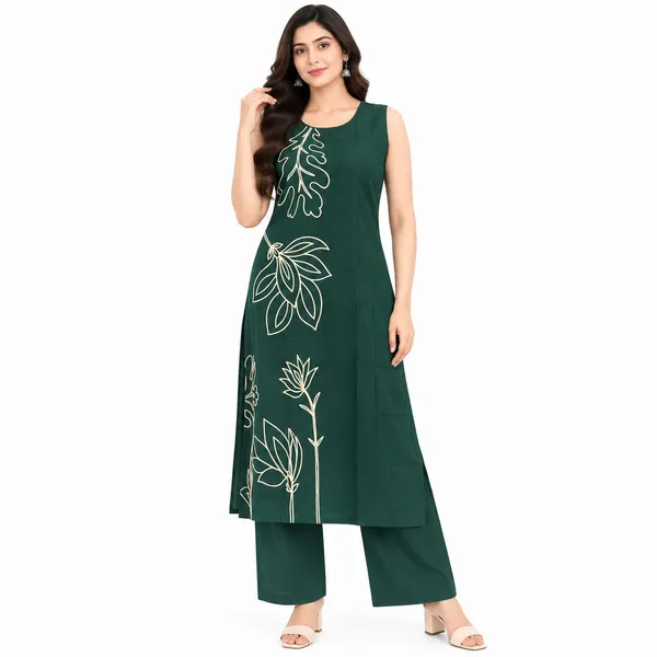Long_Co-Ord_Set_2_Piece_Cotton_Viscose_With_Thread_Work