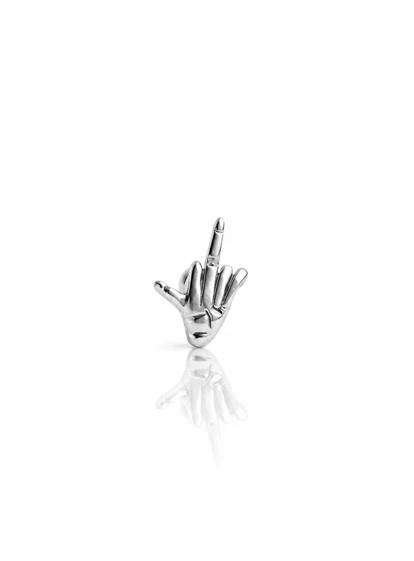 Silver_Tone_Hand_Gesture_Stud_Earring_For_Men