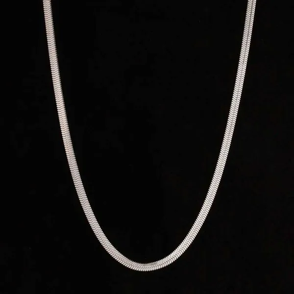 Silver_Tone_Herringbone_Chain_Necklace_For_Men