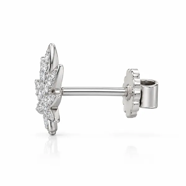 Silver_Tone_Crystal_Leaf_Stud_Earring_For_Men