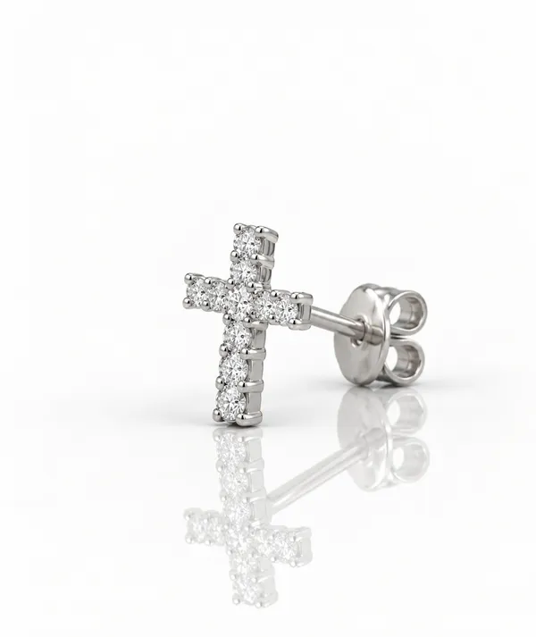 Silver_Tone_Crystal_Cross_Stud_Earrings_For_Men