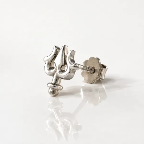 Silver_Tone_Trishul_Stud_Earrings_For_Men