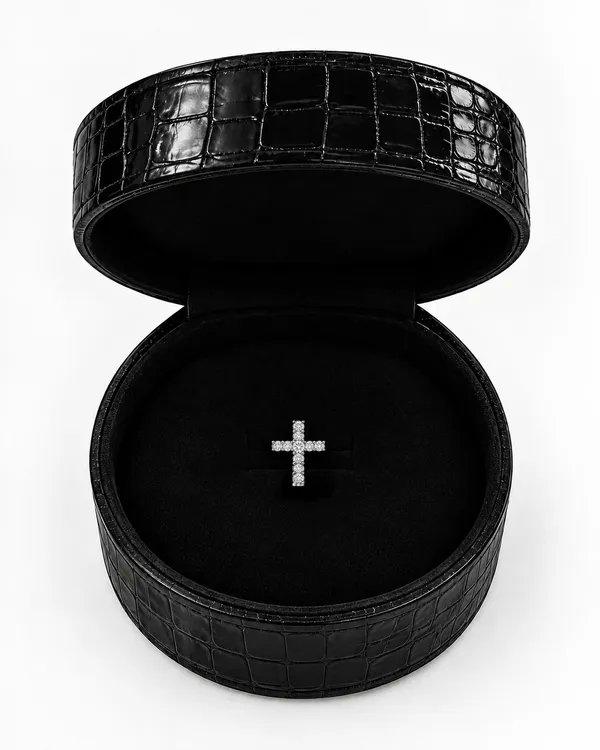 Silver_Tone_Crystal_Cross_Stud_Earrings_For_Men