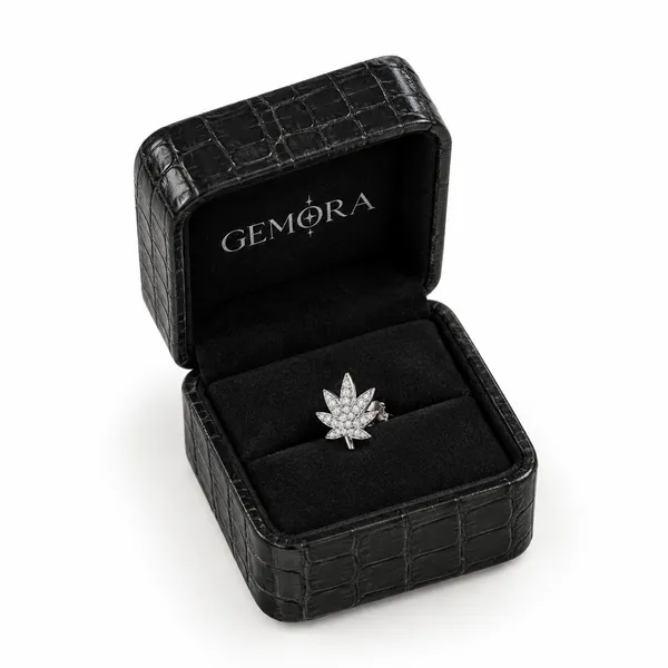 Silver_Tone_Crystal_Leaf_Stud_Earring_For_Men