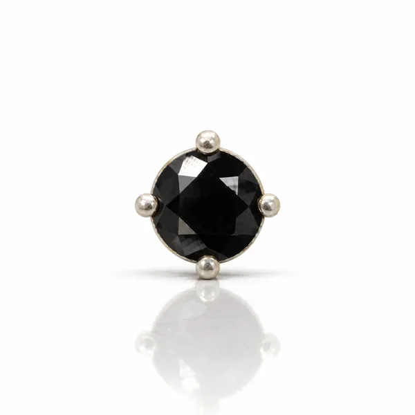 Black_Stone_Silver_Tone_Stud_Earring_For_Men