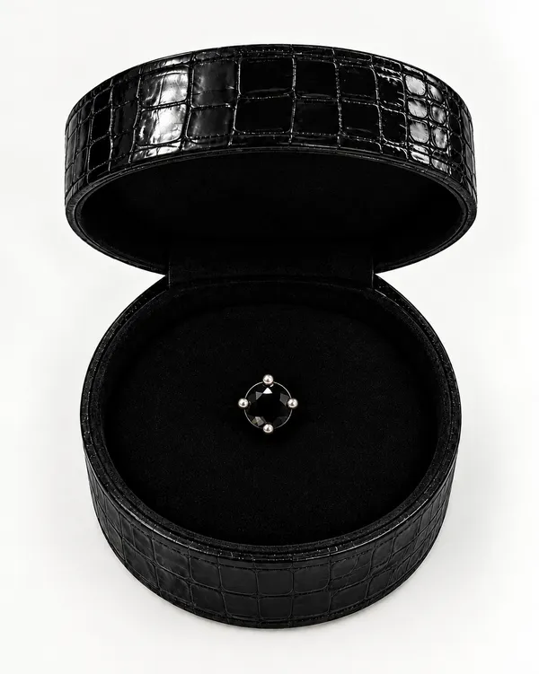 Black_Stone_Silver_Tone_Stud_Earring_For_Men