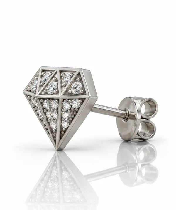 Silver_Tone_Diamond_Shape_Stud_Earrings_For_Women