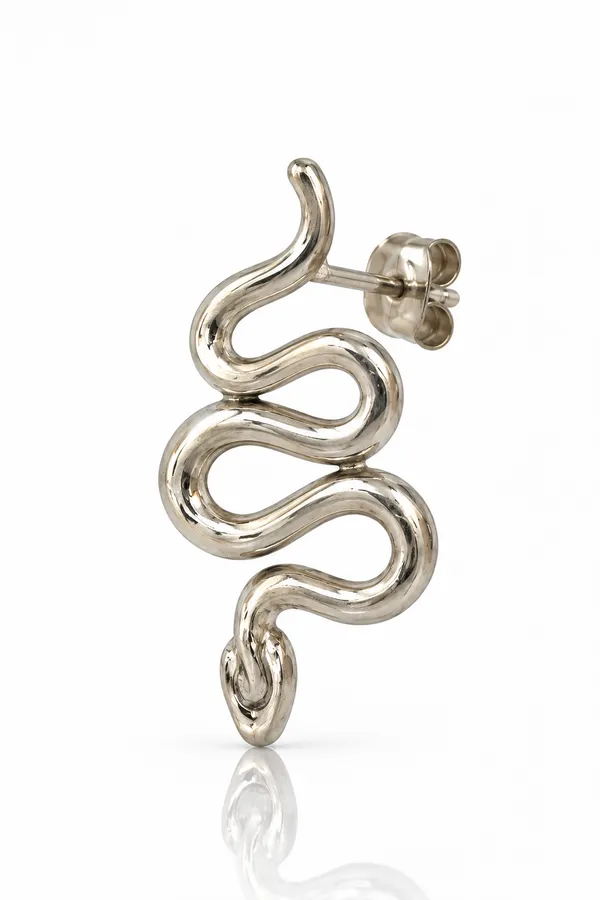 Silver_Metal_Snake_Stud_Earring_For_Men
