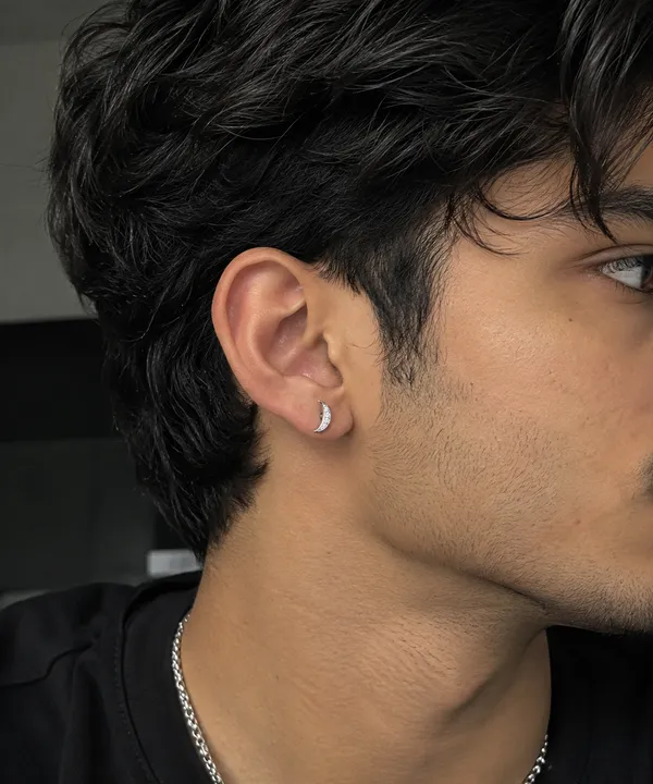 Silver_Crescent_Moon_Stud_Earrings_For_Men