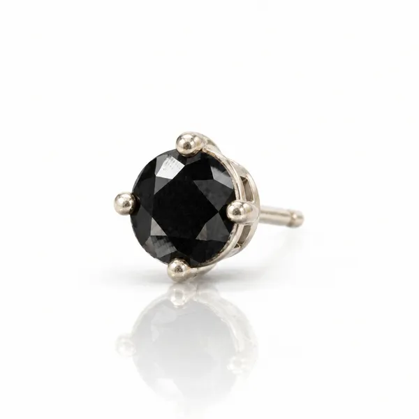 Black_Stone_Silver_Tone_Stud_Earring_For_Men
