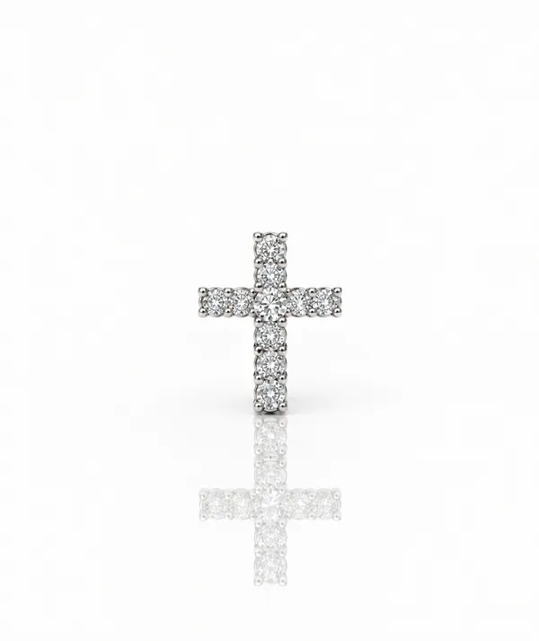 Silver_Tone_Crystal_Cross_Stud_Earrings_For_Men