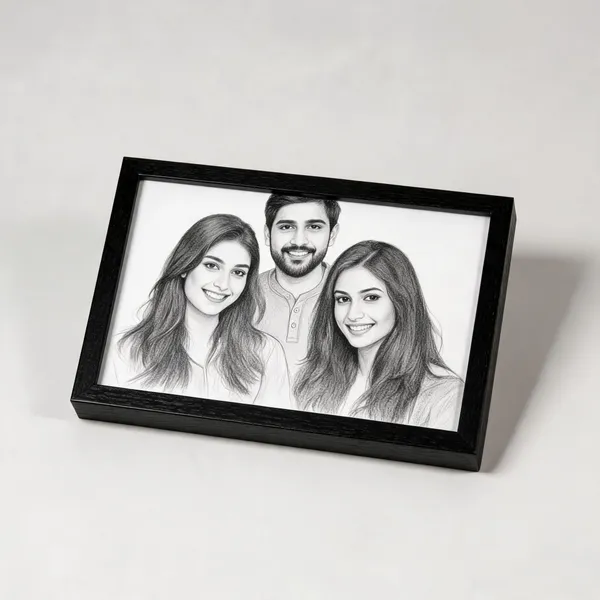 Madhesiacraft_Handmade_Pencil_Sketch_Framed_3_Persons_Standard