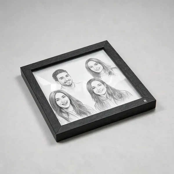 Madhesiacraft_Handmade_Pencil_Sketch_Framed_Portrait_4_Persons_Standard