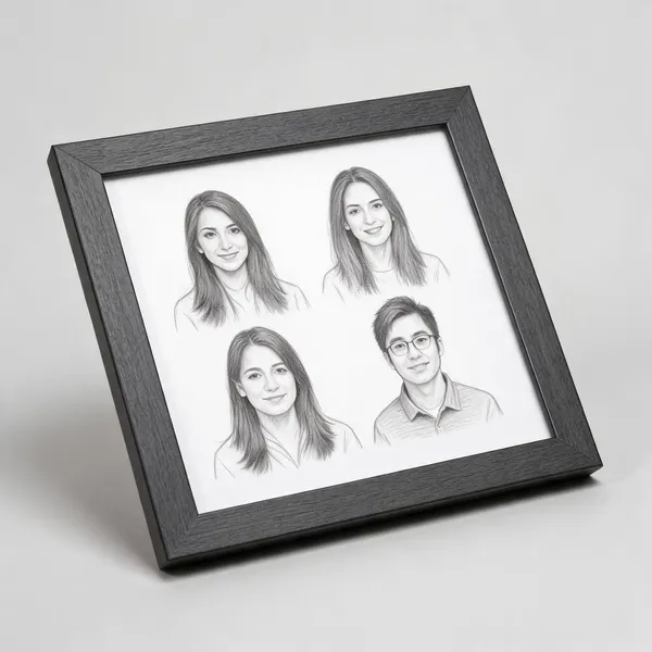 Madhesiacraft_Handmade_Pencil_Sketch_Framed_Portrait_4_Persons_Express