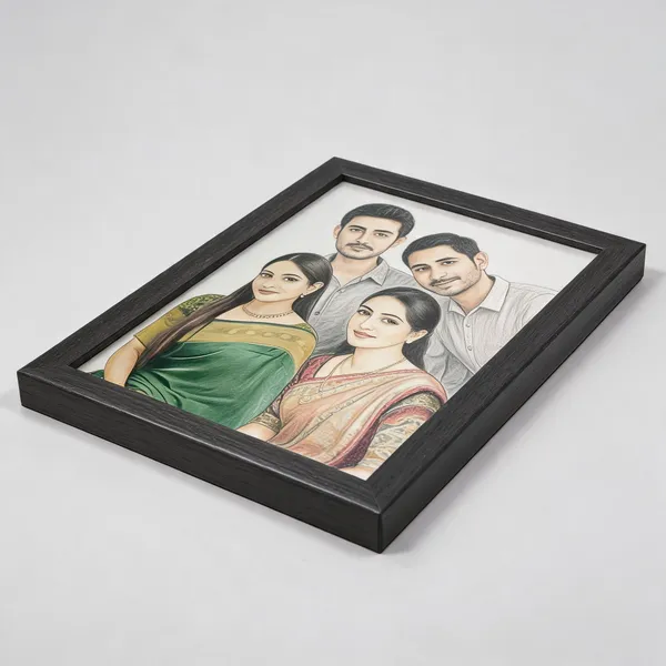 Madhesiacraft_Hand-Drawn_Color_Pencil_Sketch_Portrait_4_Persons_Standard