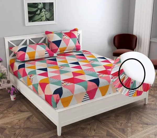 Glace_Cotton_Double_Bed_Red_Fitted_Bedsheet