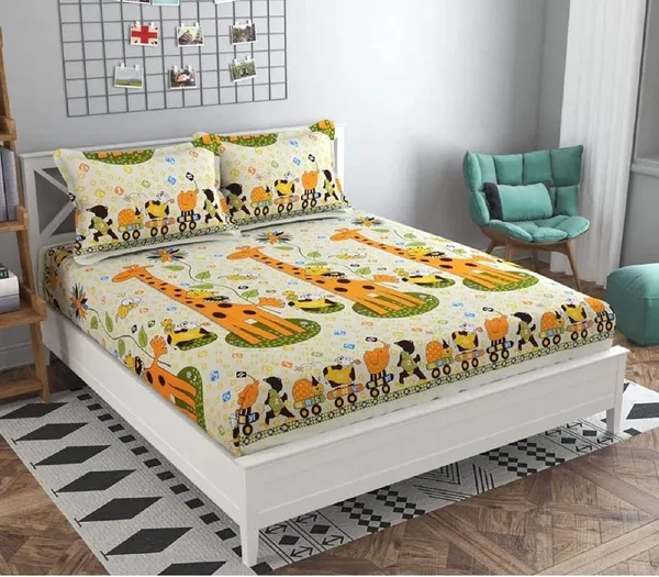 Glace_Cotton_Double_Bed_Yellow_Fitted_Bedsheet