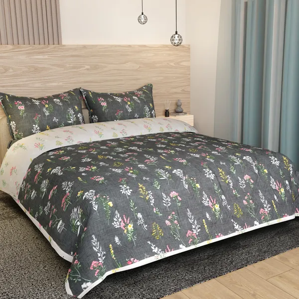 Tript_Home_decor-Double_Bed_with_two_pillow_coversComforter_with_two_piloow_covers