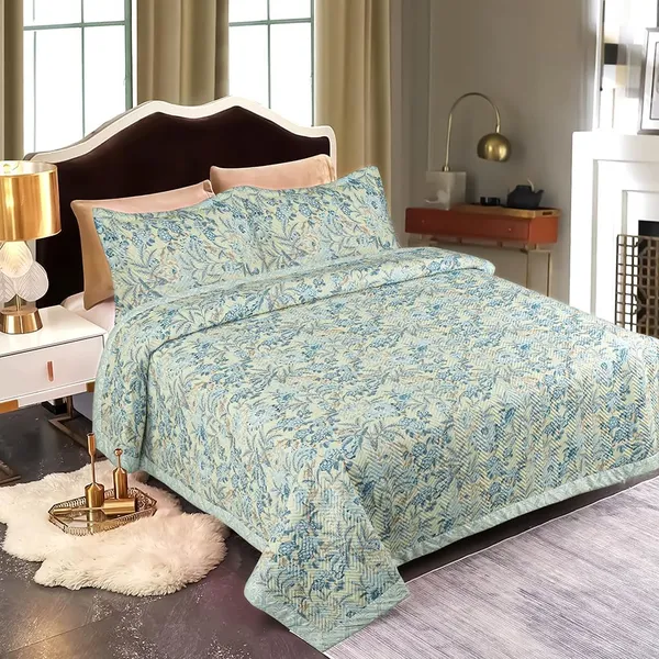 Glace_Cotton_Double_Bed_Green_Comforter_With_Two_Pillow_Covers