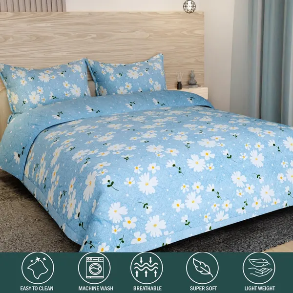 Tript_Home_decor-Double_Bed_with_two_pillow_coversComforter_with_two_piloow_covers