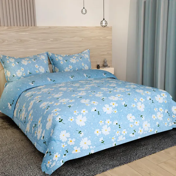 Tript_Home_decor-Double_Bed_with_two_pillow_coversComforter_with_two_piloow_covers
