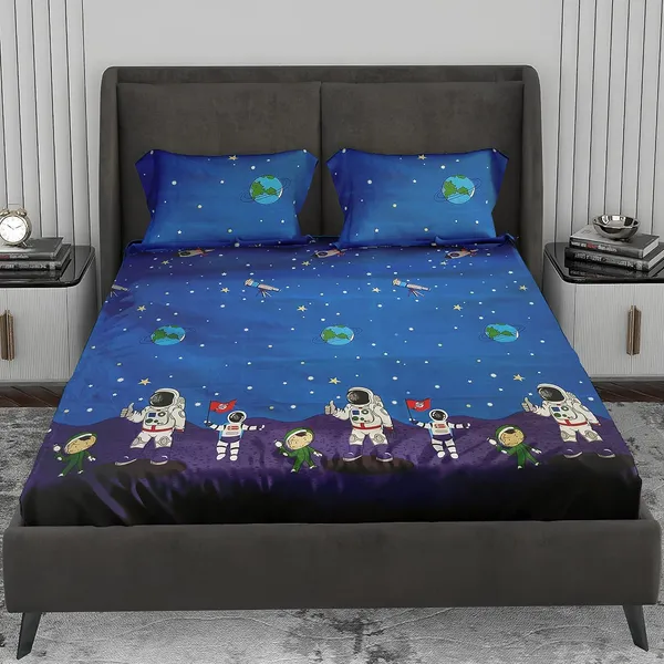 Glace_Cotton_Blue_Double_Bed_Fitted_Bedsheet