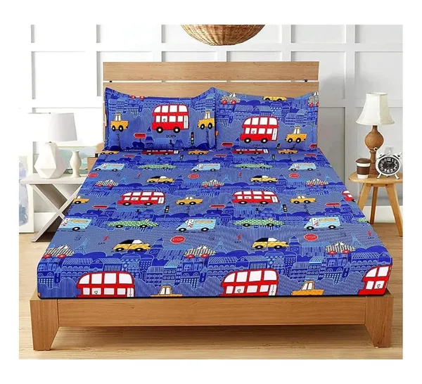 Glace_Cotton_Blue_Double_Bed_Fitted_Bedsheet