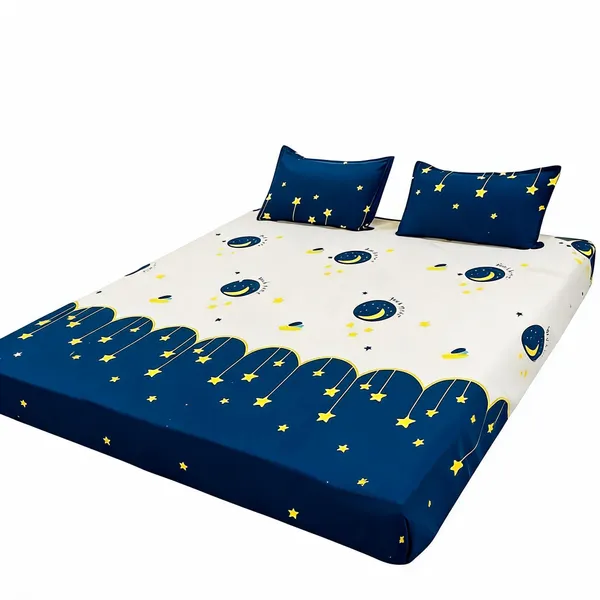 Glace_Cotton_Blue_Double_Bed_Fitted_Bedsheet