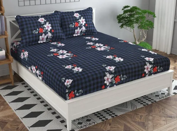 Glace_Cotton_Blue_Double_Bed_Fitted_Bedsheet