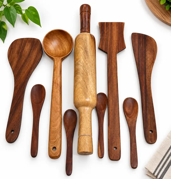 Brown_Wooden_Handcrafted_Belan_With_Spoon_Set_Of_3_Plus_4_Mini_Spoons