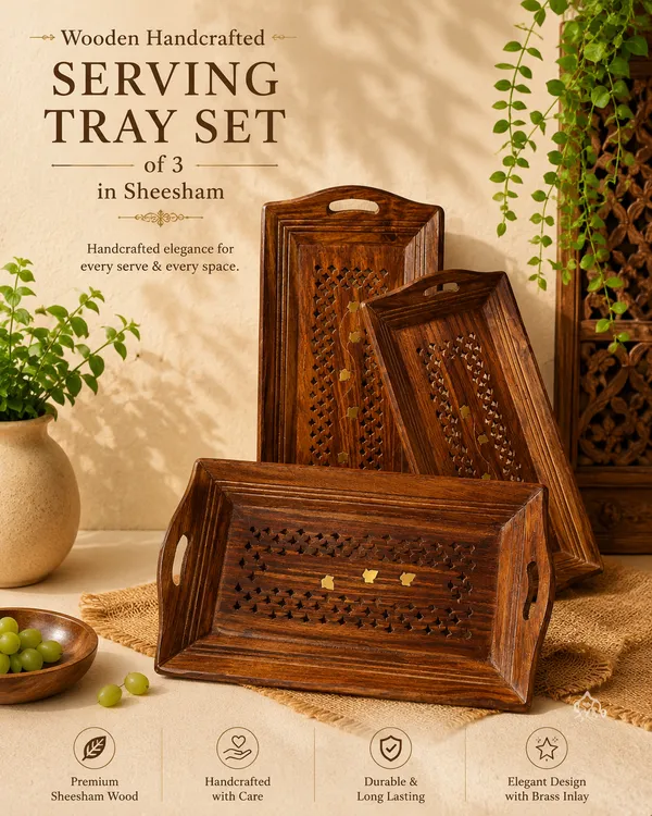 Brown_Sheesham_Wood_Handcrafted_Serving_Tray_Set_Of_3