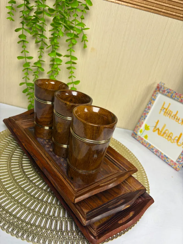 Brown_Sheesham_Wood_Handcrafted_3_Serving_Tray_With_3_Glass_Set
