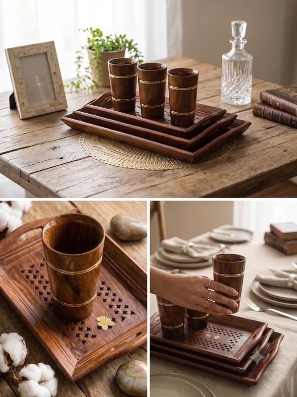 Brown_Sheesham_Wood_Handcrafted_3_Serving_Tray_With_3_Glass_Set