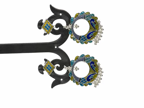 Silver_Oxidised_Meenakari_Chandbali_Stud_Dangler_Earrings_For_Women
