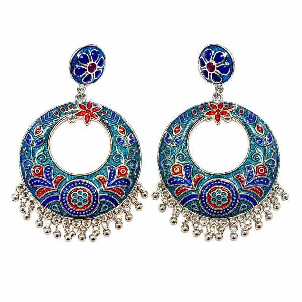 Silver_Blue_Red_Meenakari_Stud_Dangler_Earrings_For_Women