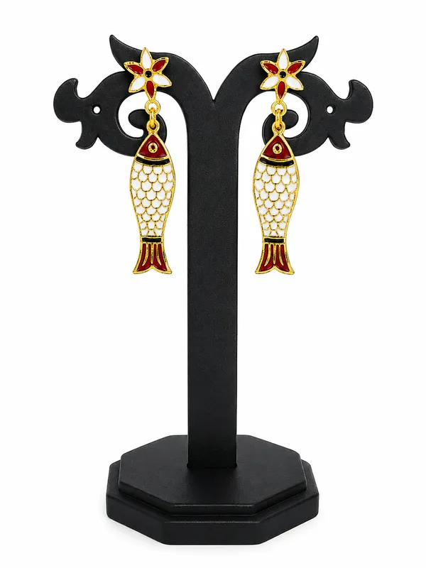 Gold-Plated_Meenakari_Fish_Motif_Drop_Earrings_For_Women