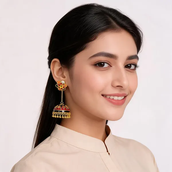 Black_Gold_Meenakari_Traditional_Dome_Jhumka_Earrings_For_Women