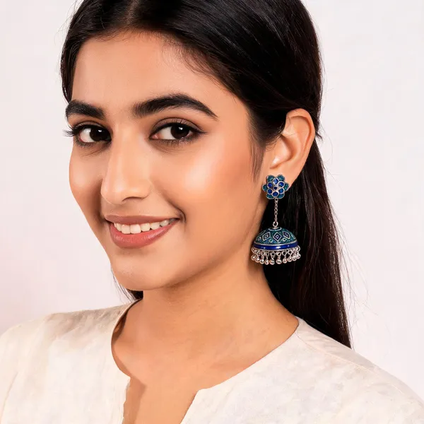 Blue_Meenakari_Floral_Dome_Jhumka_Earrings_For_Women