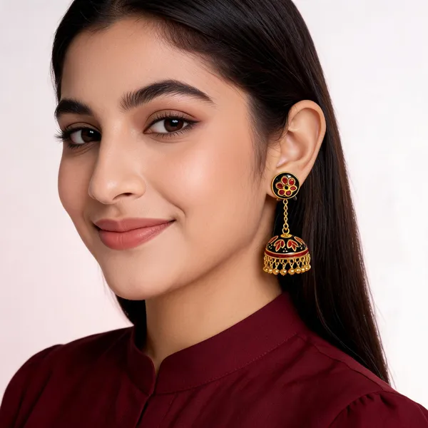 Black_Gold_Meenakari_Floral_Dome_Jhumka_Earrings_For_Women