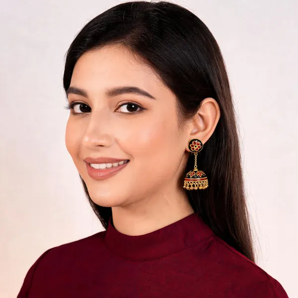 Black_Gold_Meenakari_Floral_Dome_Jhumka_Earrings_For_Women